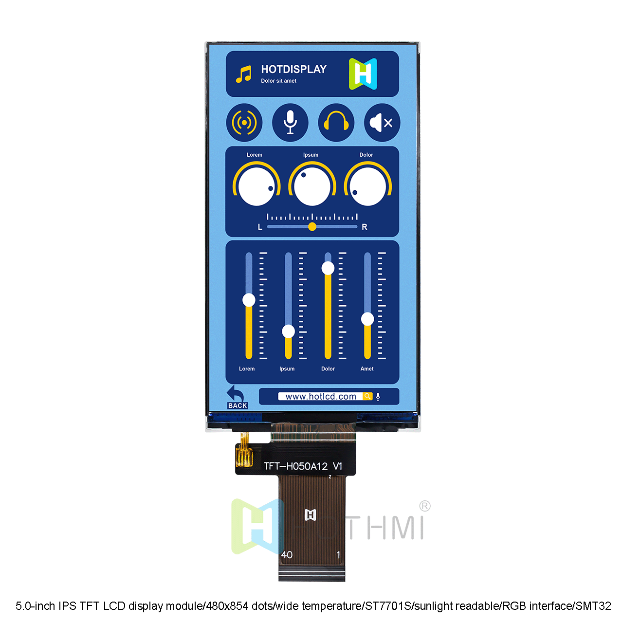 5.0 inch 480x854 sunlight readable TFT LCD display module