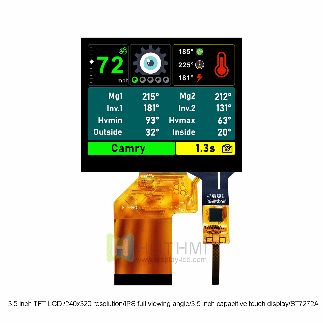 3.5 inch TFT LCD /320x240 resolution/IPS full viewing angle/3.5 inch capacitive touch display/ST7272A