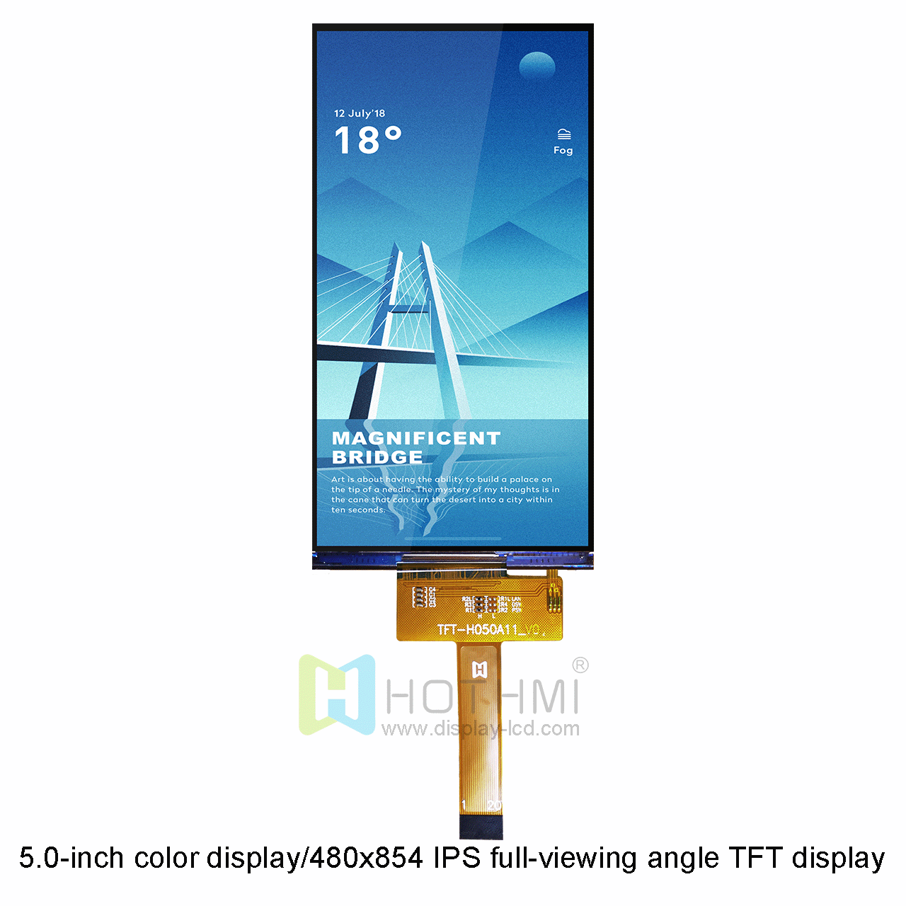 5.0 inch color display | 480x854 MIPI TFT display ST7701S controller