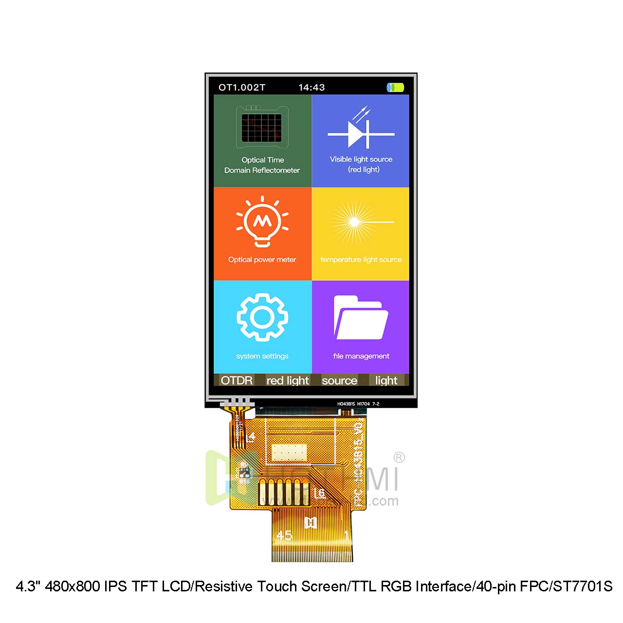 4.3 inch 480x800 Resistive touch TFT LCD Display  