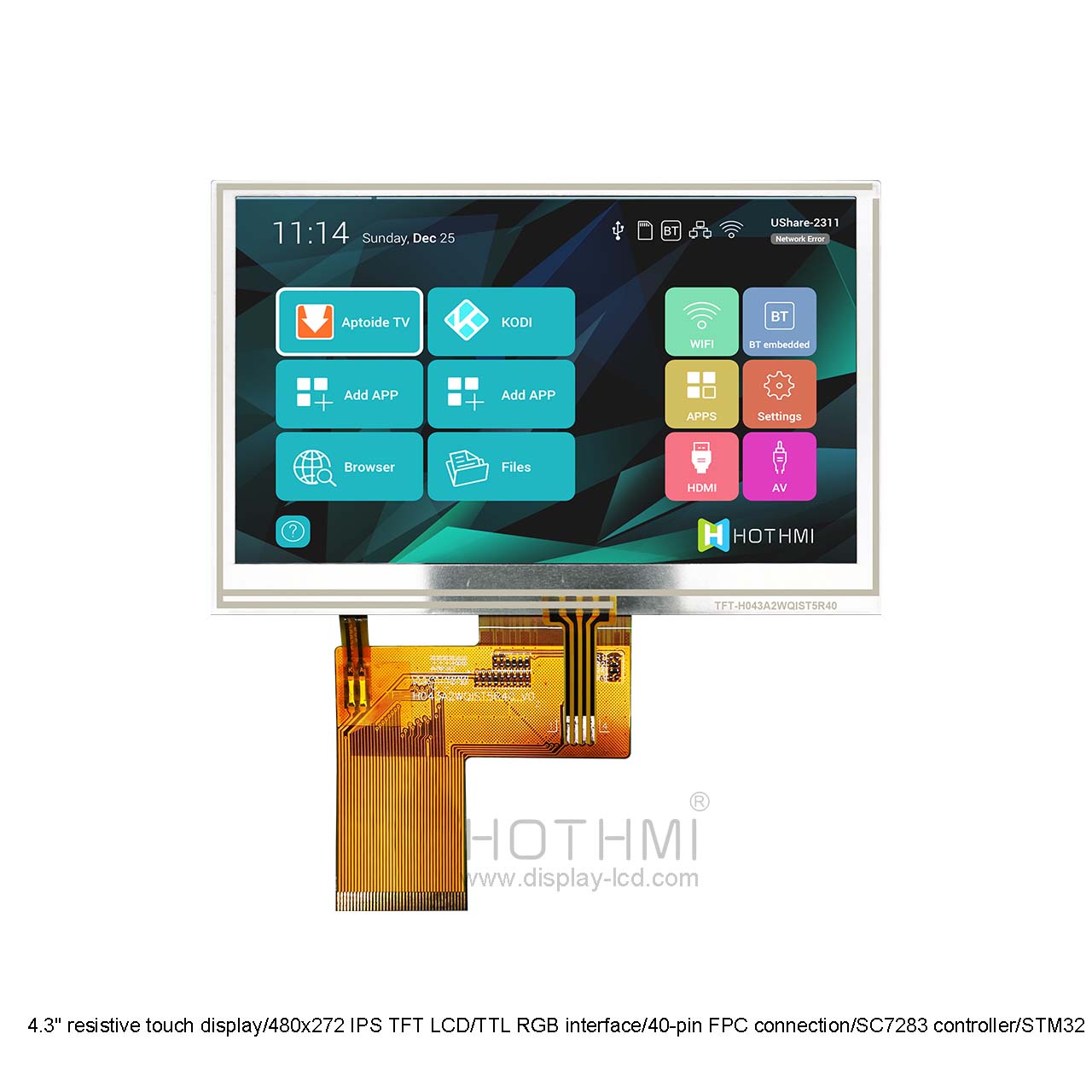 4.3 inch TFT Display Screen | 480x272 RGB resistive TFT LCD panel