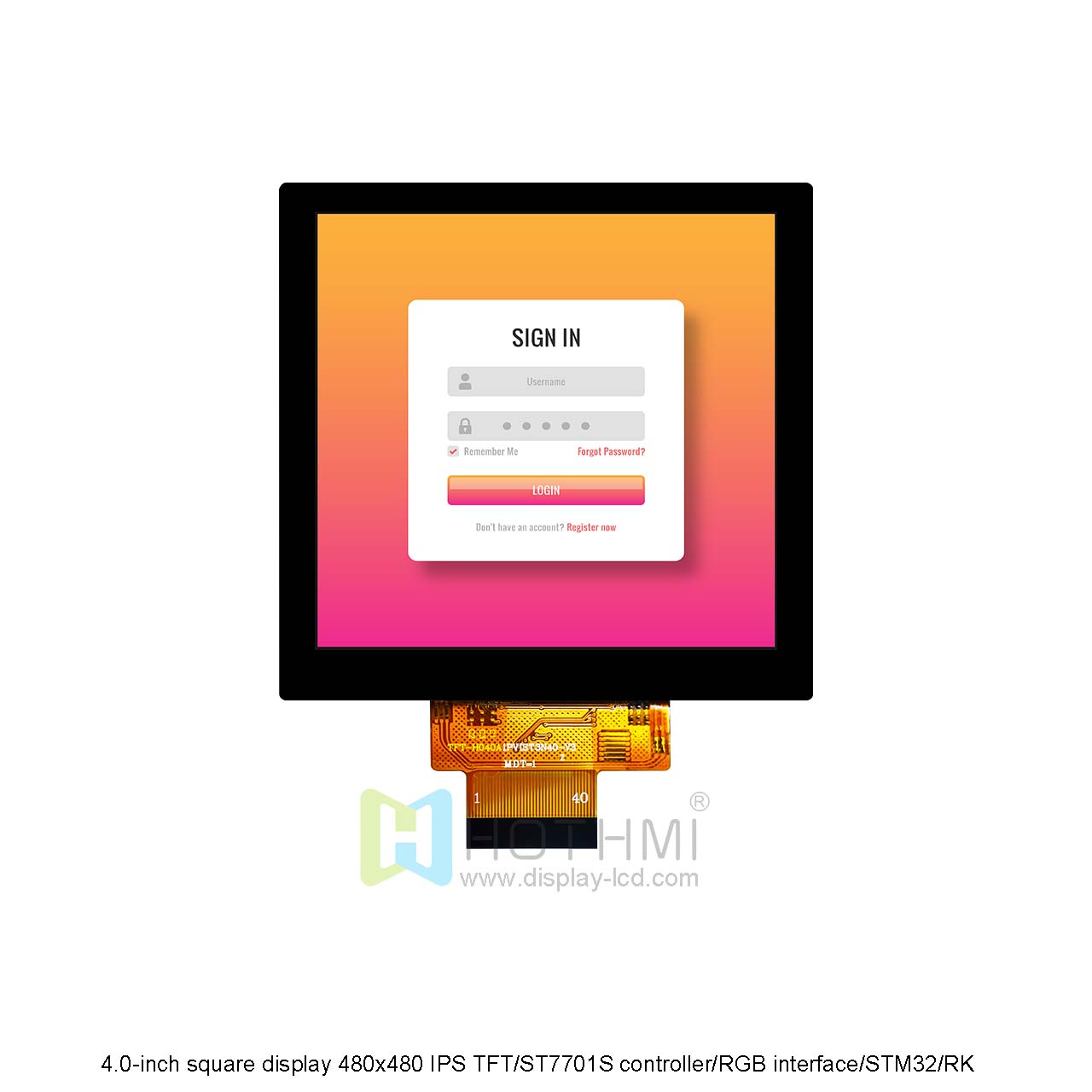 4.0 英寸方形显示屏 | 480x480 ST7701S 控制器，带 RGB 接口