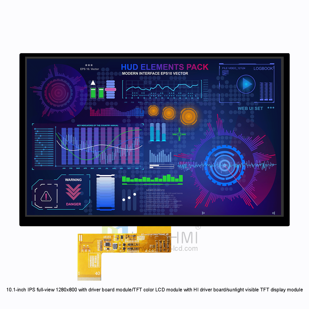 10.1 inch Color TFT LCD Screen | 1280x800 LVDS Optical Bonding Sunlight Readable Display