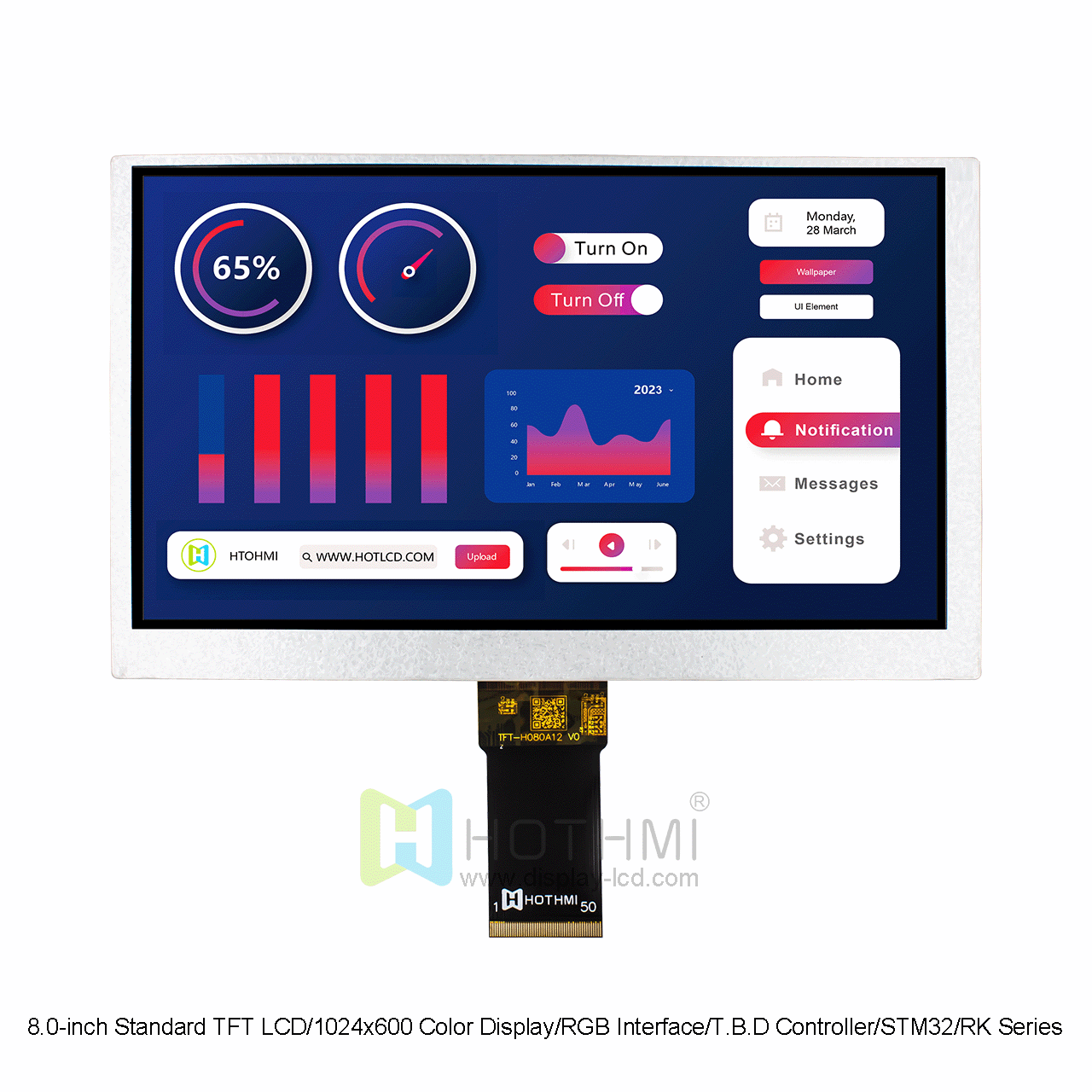 8.0 inch 1024x600 RGB Interface TFT LCD Display