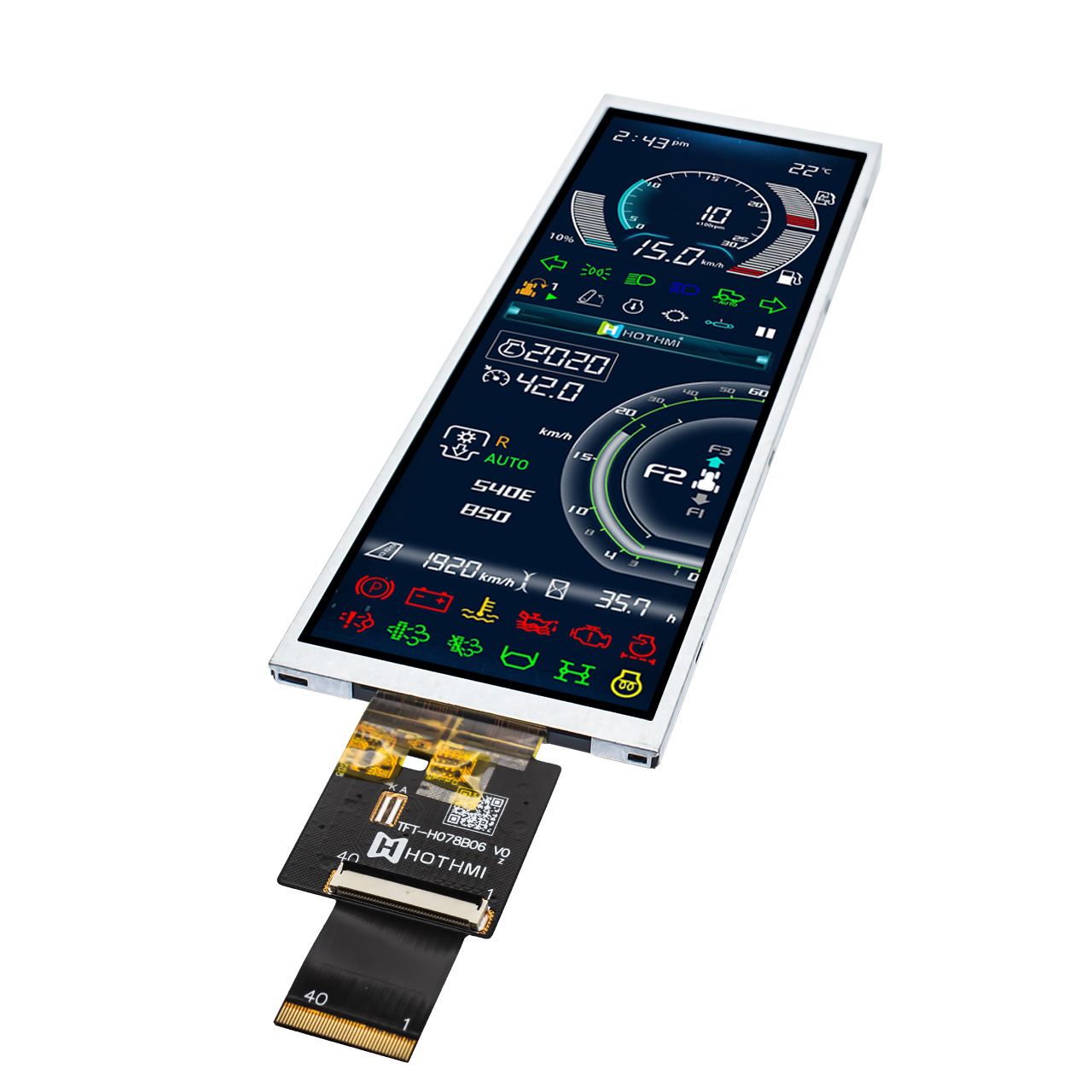 7.8 inch 400x1280 optical bonding TFT Display with MIPI Interface
